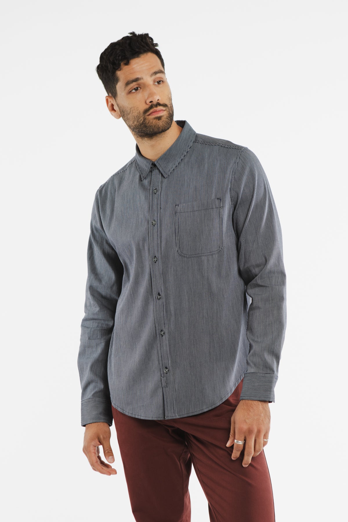 Jude Shirt / Navy Pinstripe