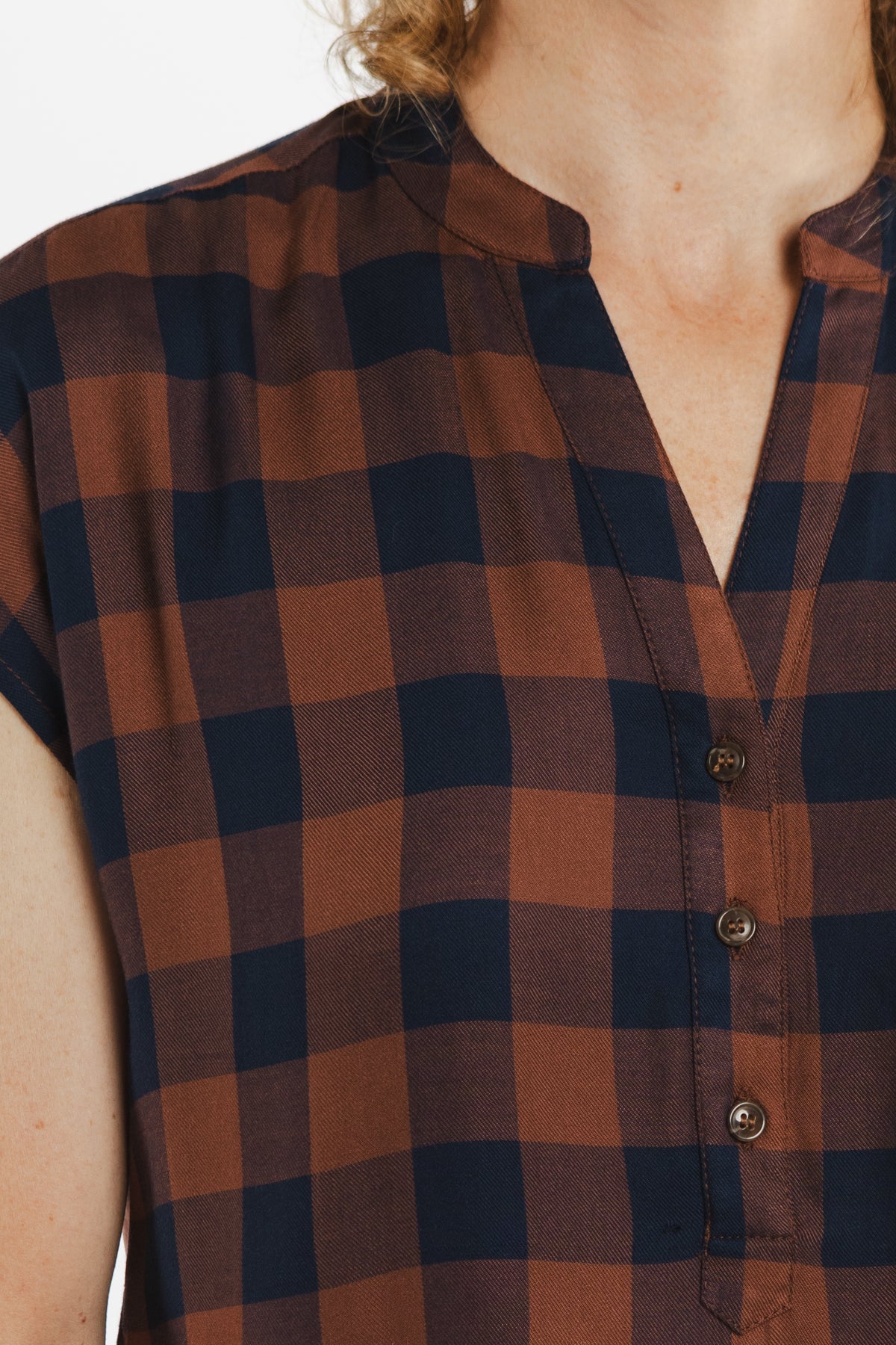 Ladd Blouse / Navy-Rust Gingham