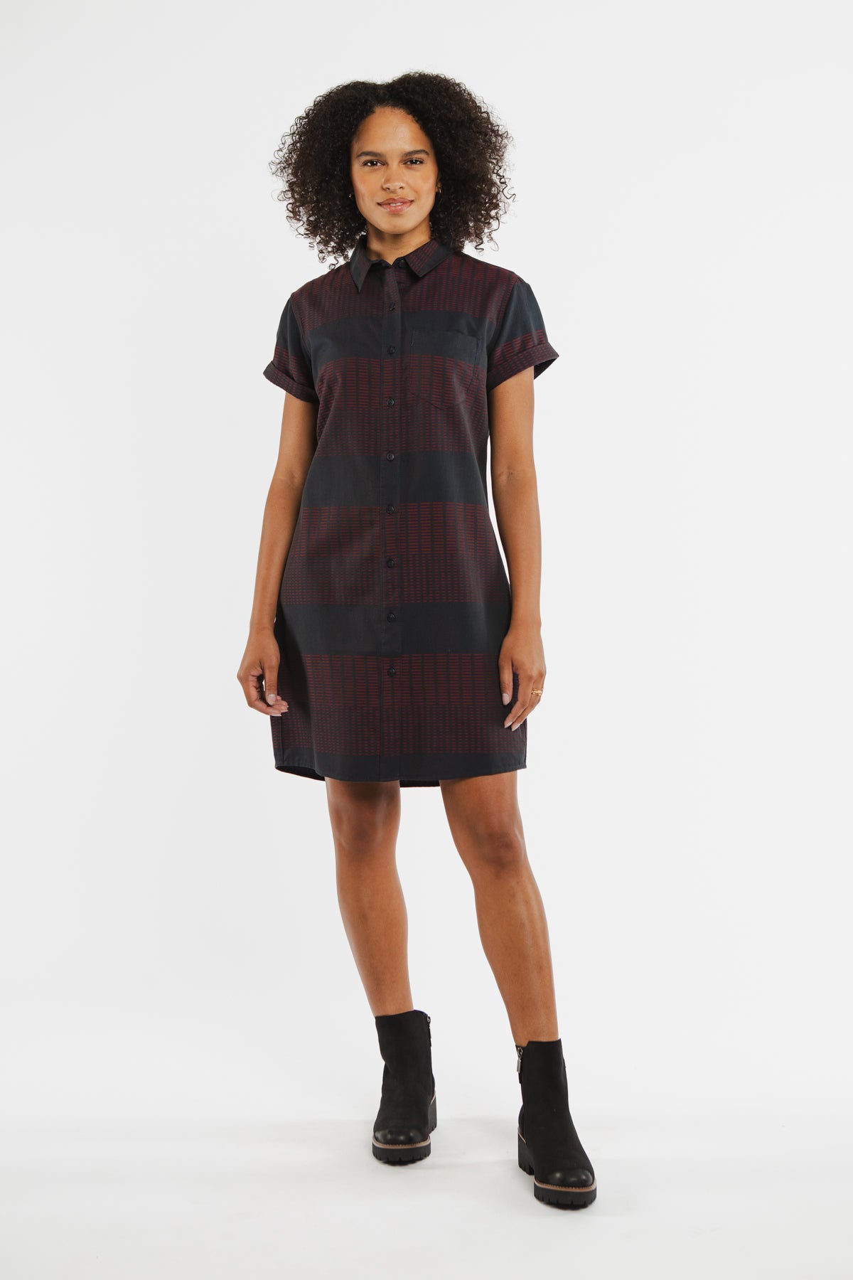 Loren Shirt Dress / Red Dobby Stripe