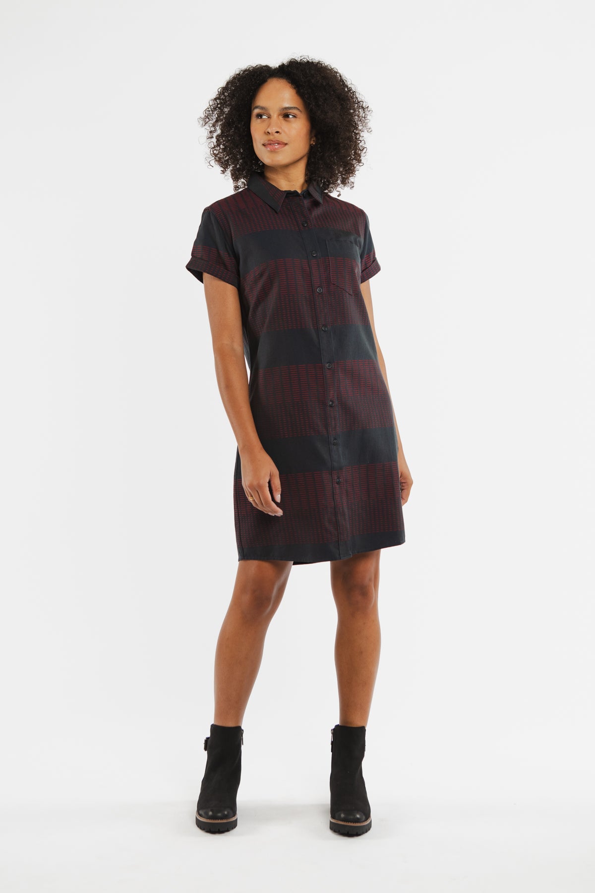 Loren Shirt Dress / Red Dobby Stripe