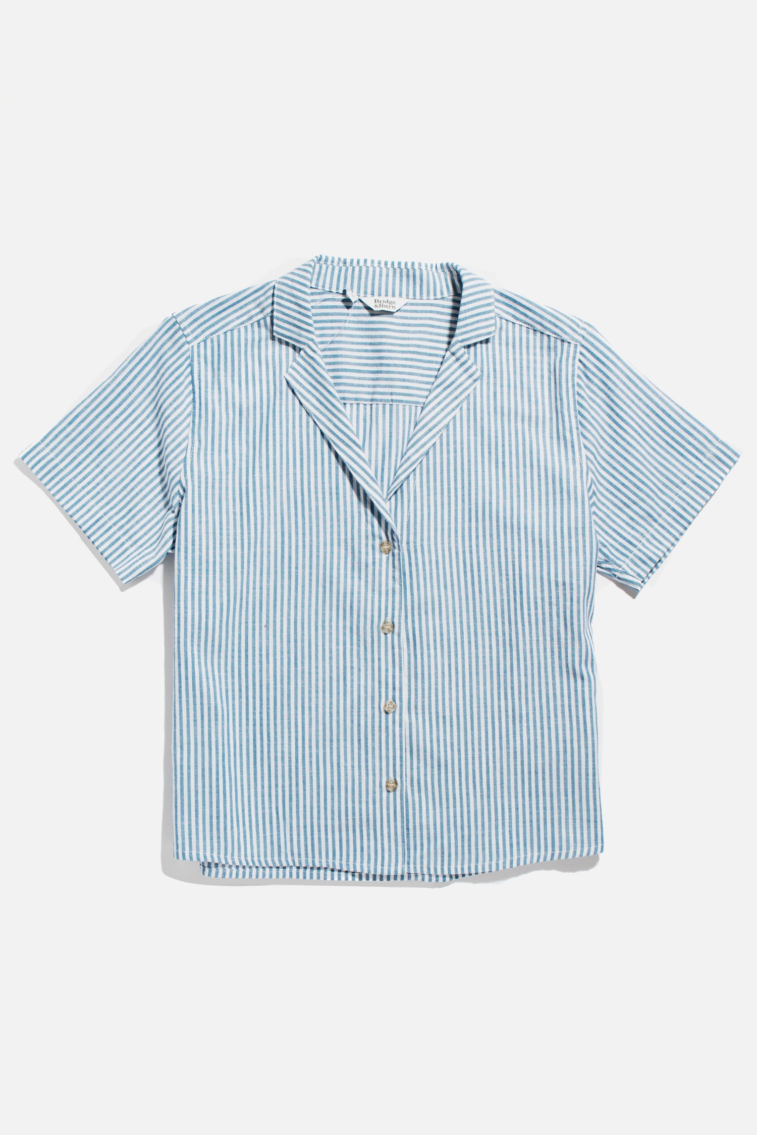 Mila Cropped Shirt / Blue Stripe