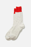 RoToTo Double Face Silk Cotton Crew Socks / Red Light Grey