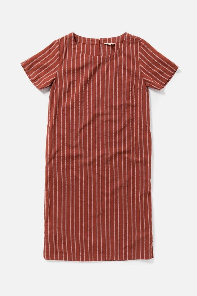 Women’s Red Stripe Cotton Mid-Length Shift Dress
