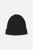 Chunky Ribbed Beanie / Black Donegal