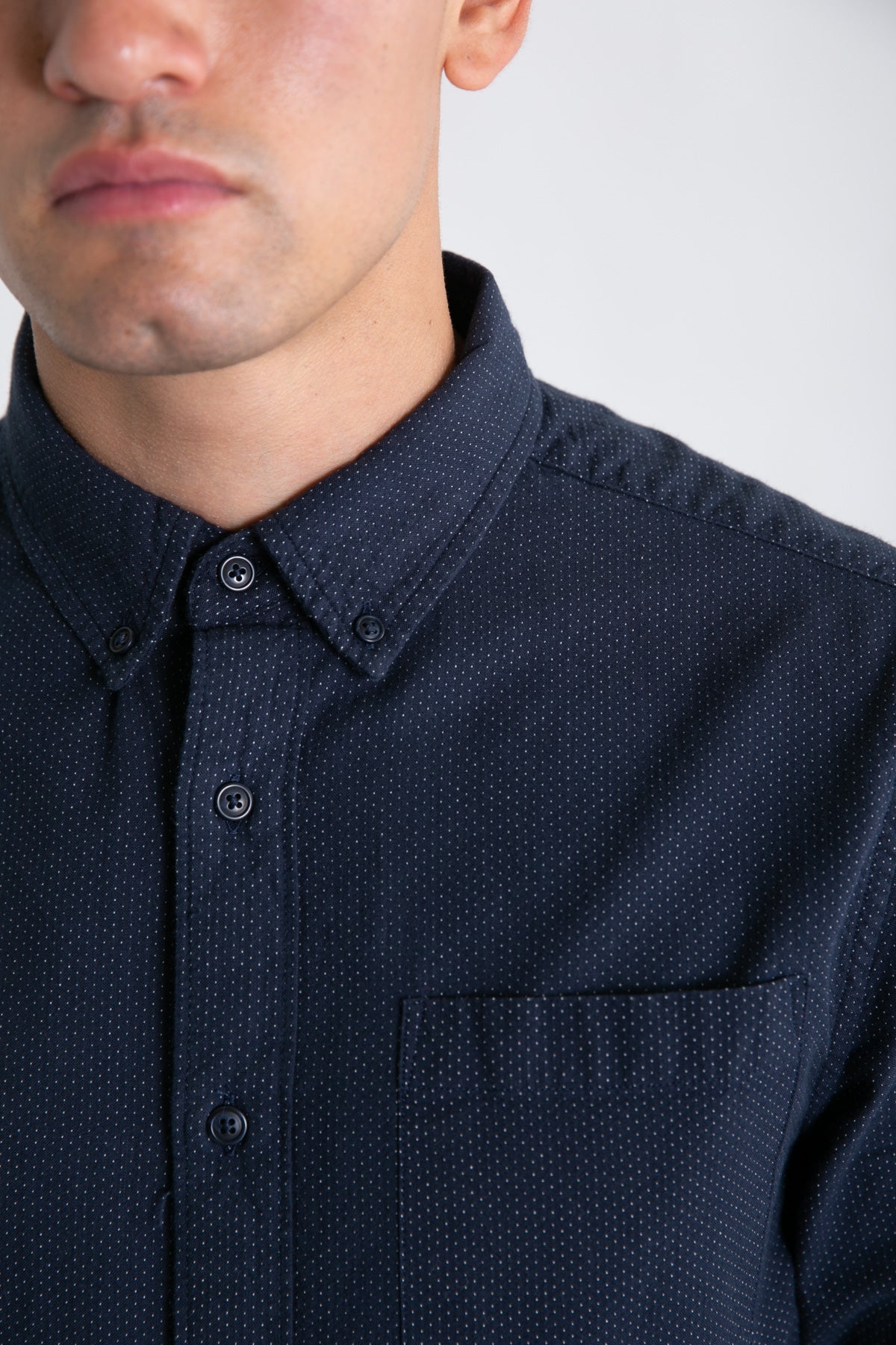 Sutton Slim Shirt / Navy Dobby