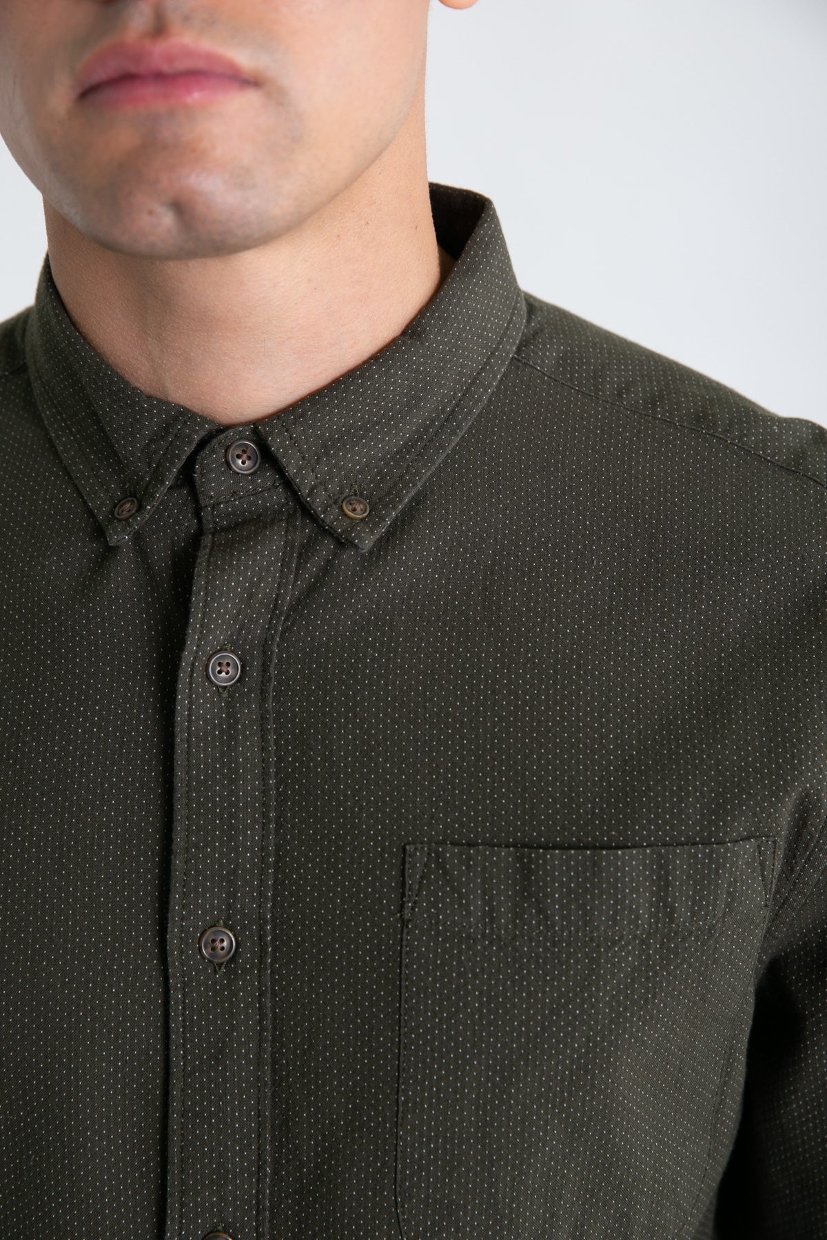 Sutton Slim Shirt / Dark Olive Dobby