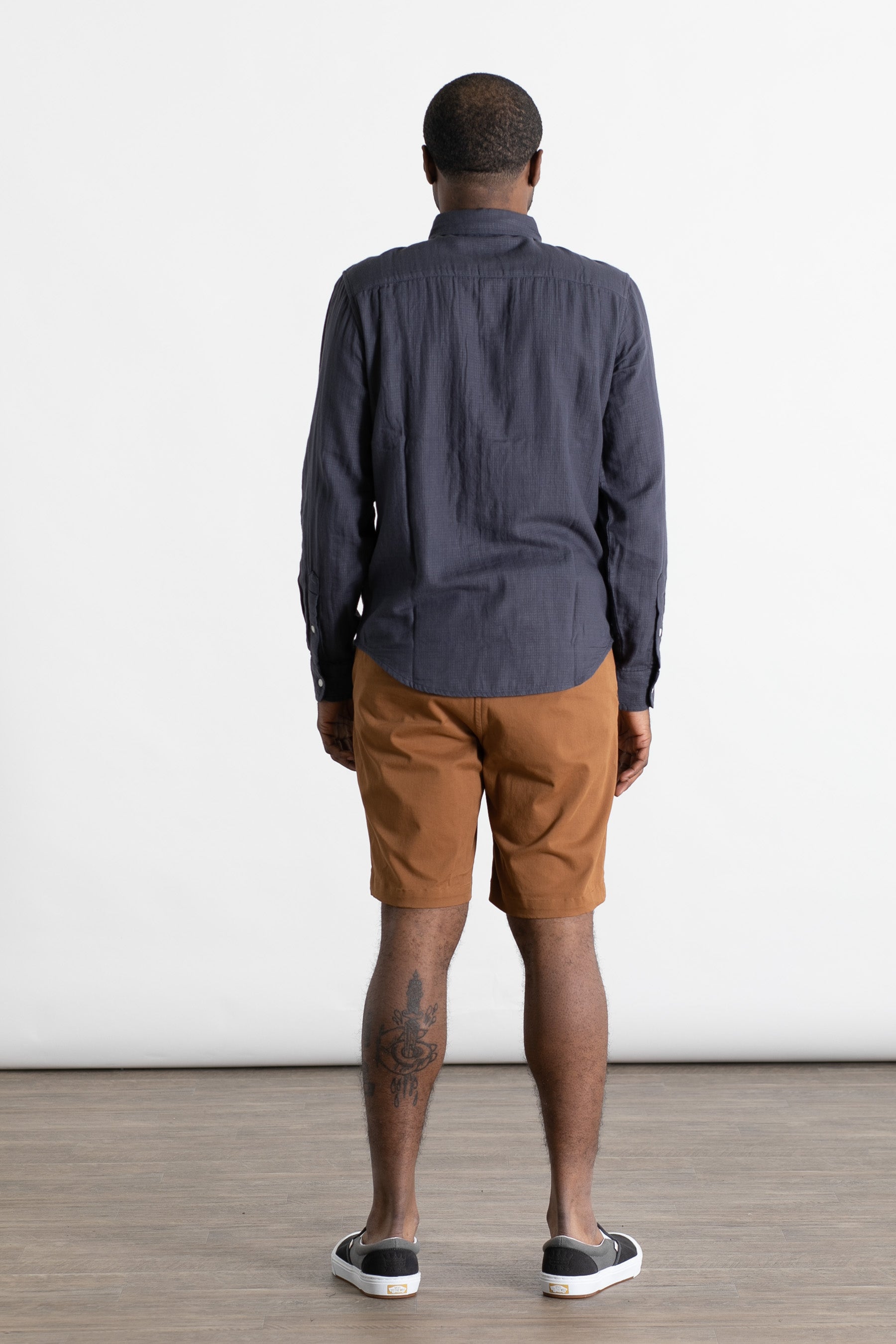 Sutton Slim Shirt / Charcoal Doublecloth