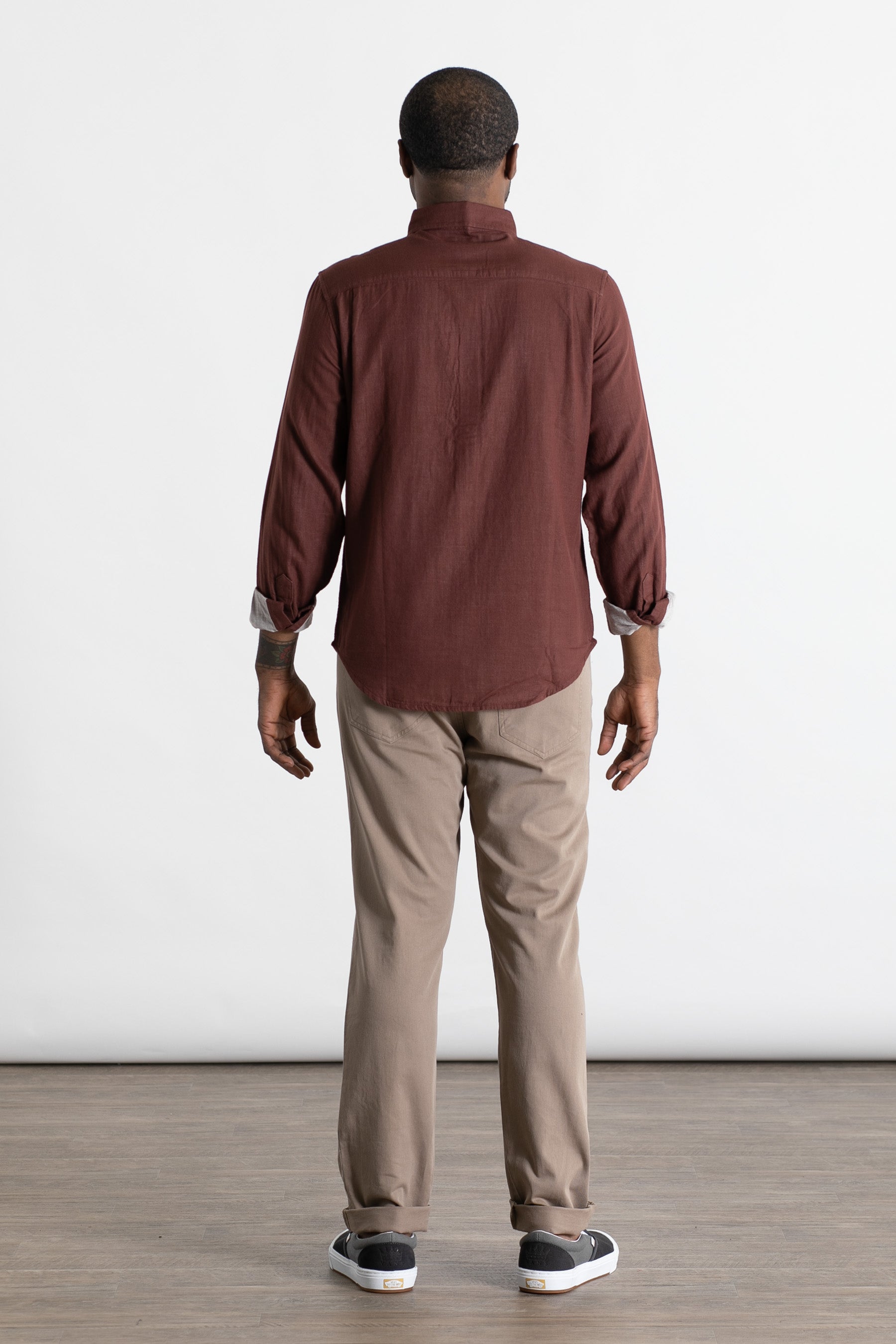 Sutton Slim Shirt / Burgundy Doublecloth