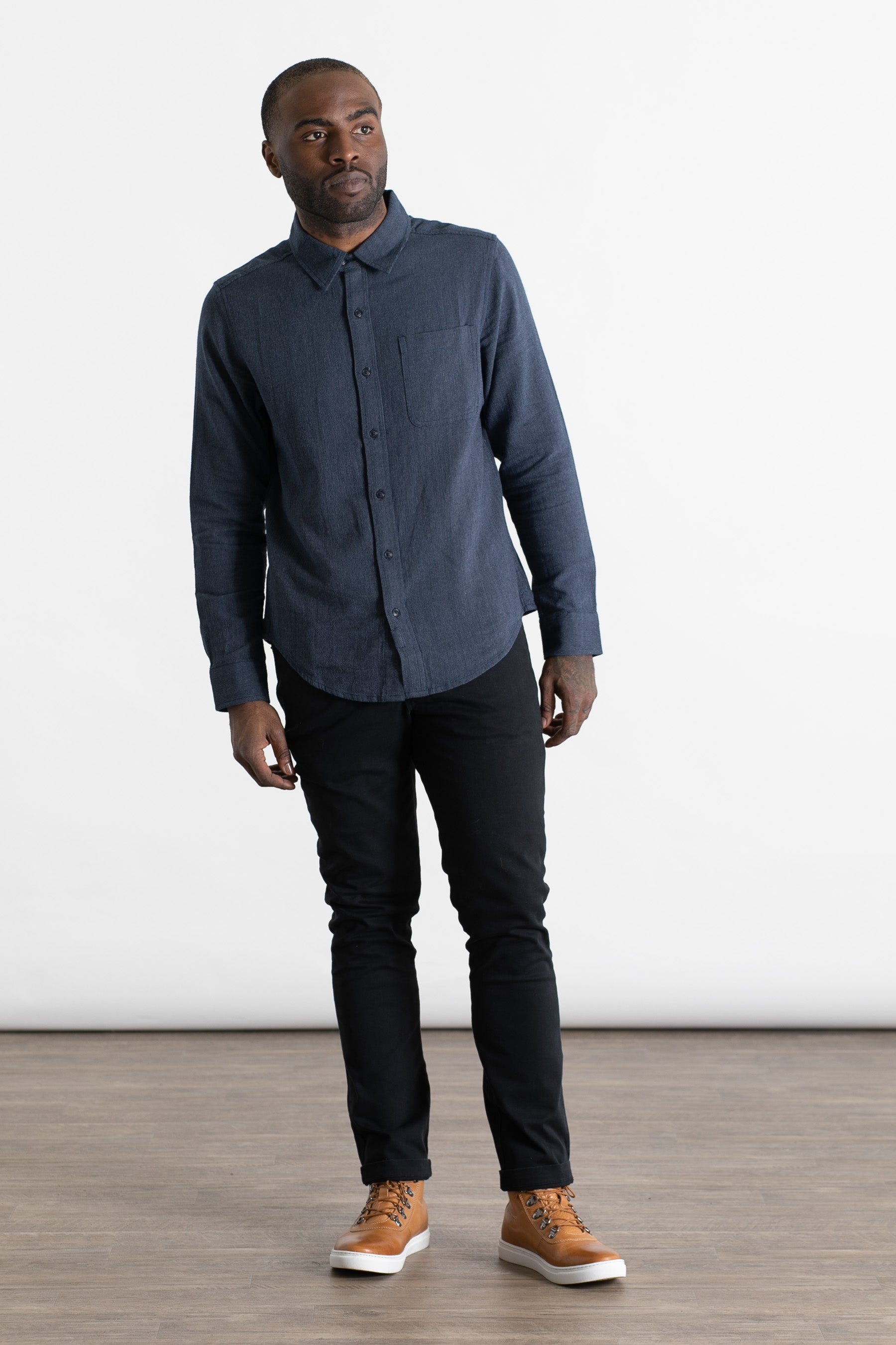 Jude Shirt / Navy Chevron
