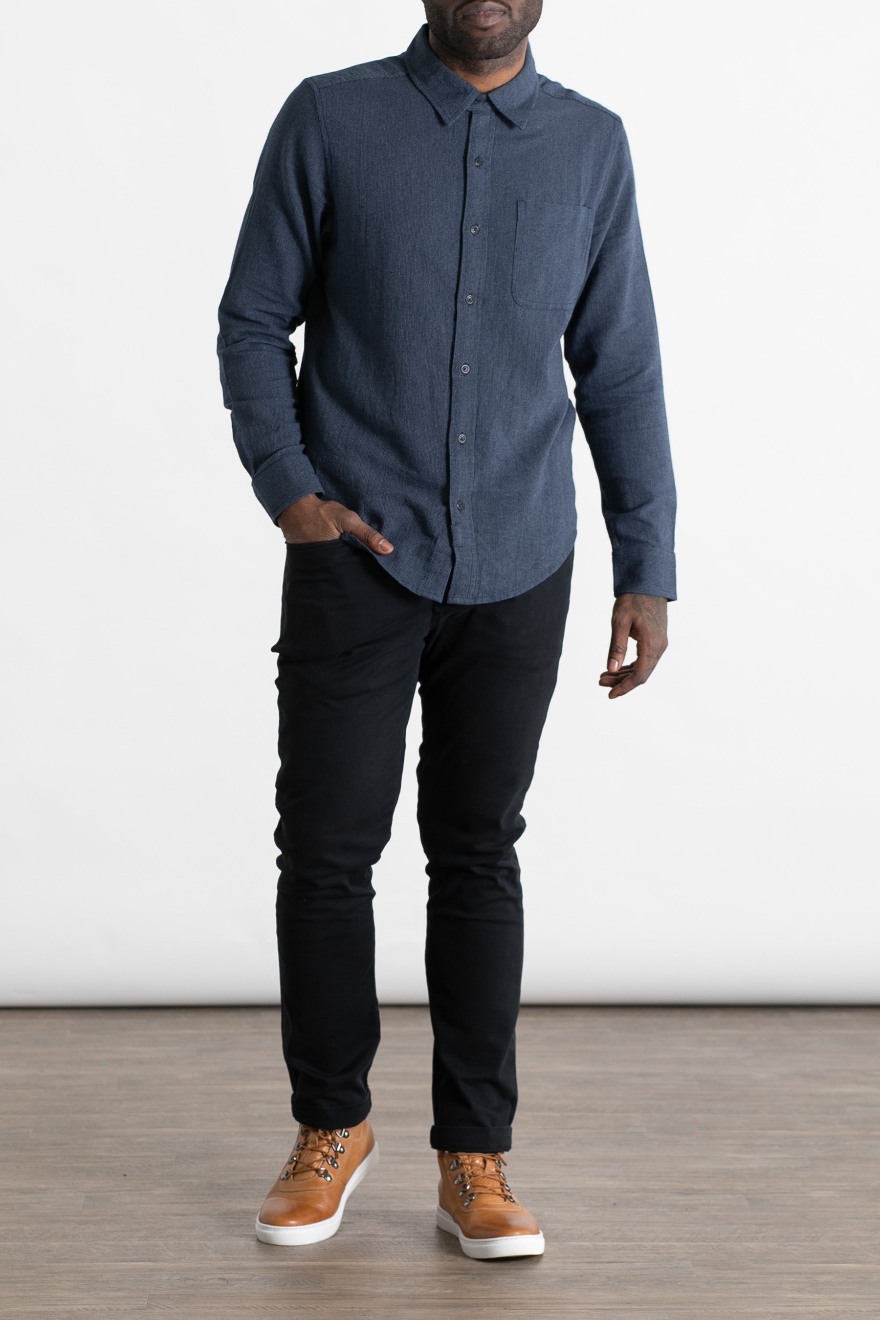 Jude Shirt / Navy Chevron