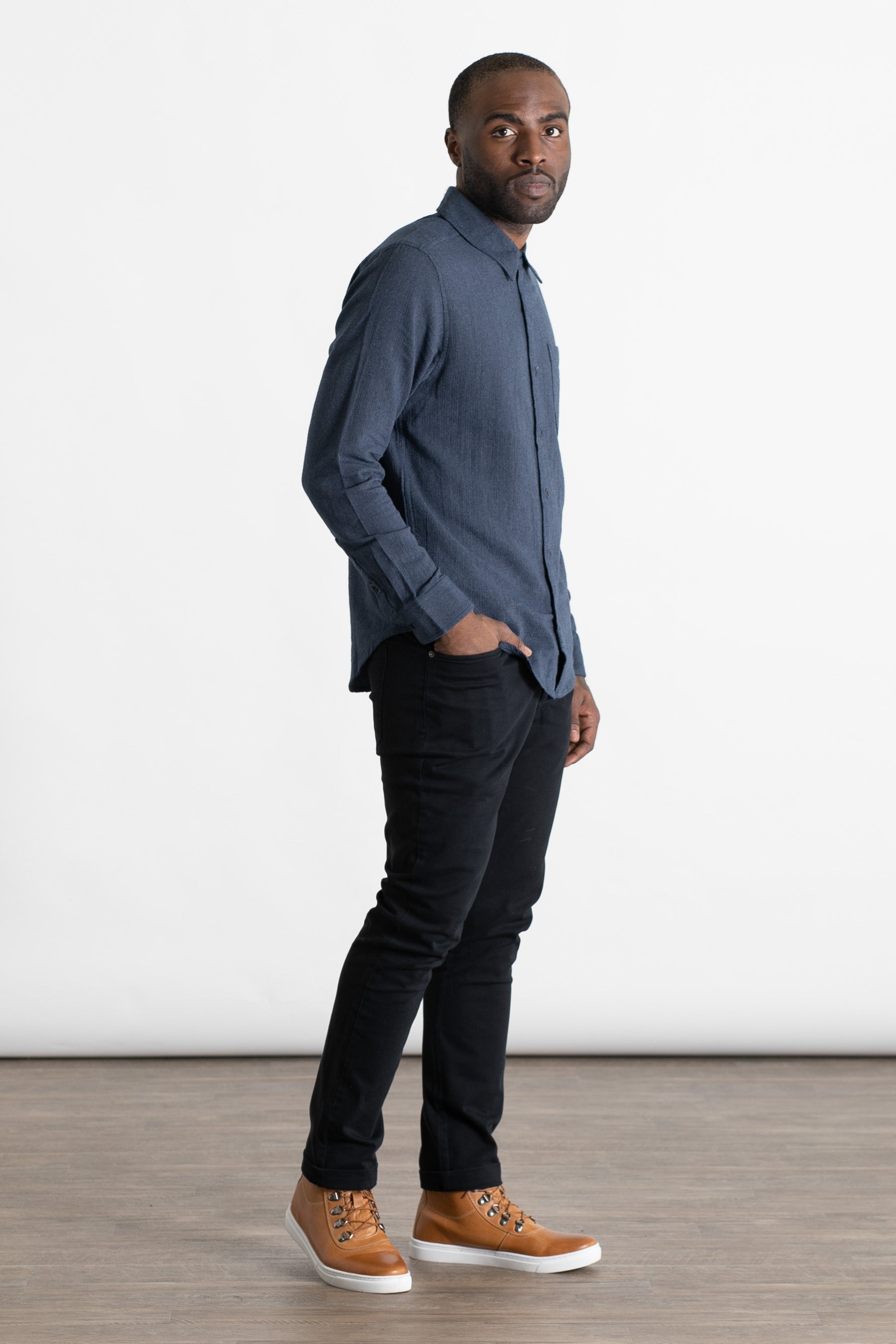 Jude Shirt / Navy Chevron