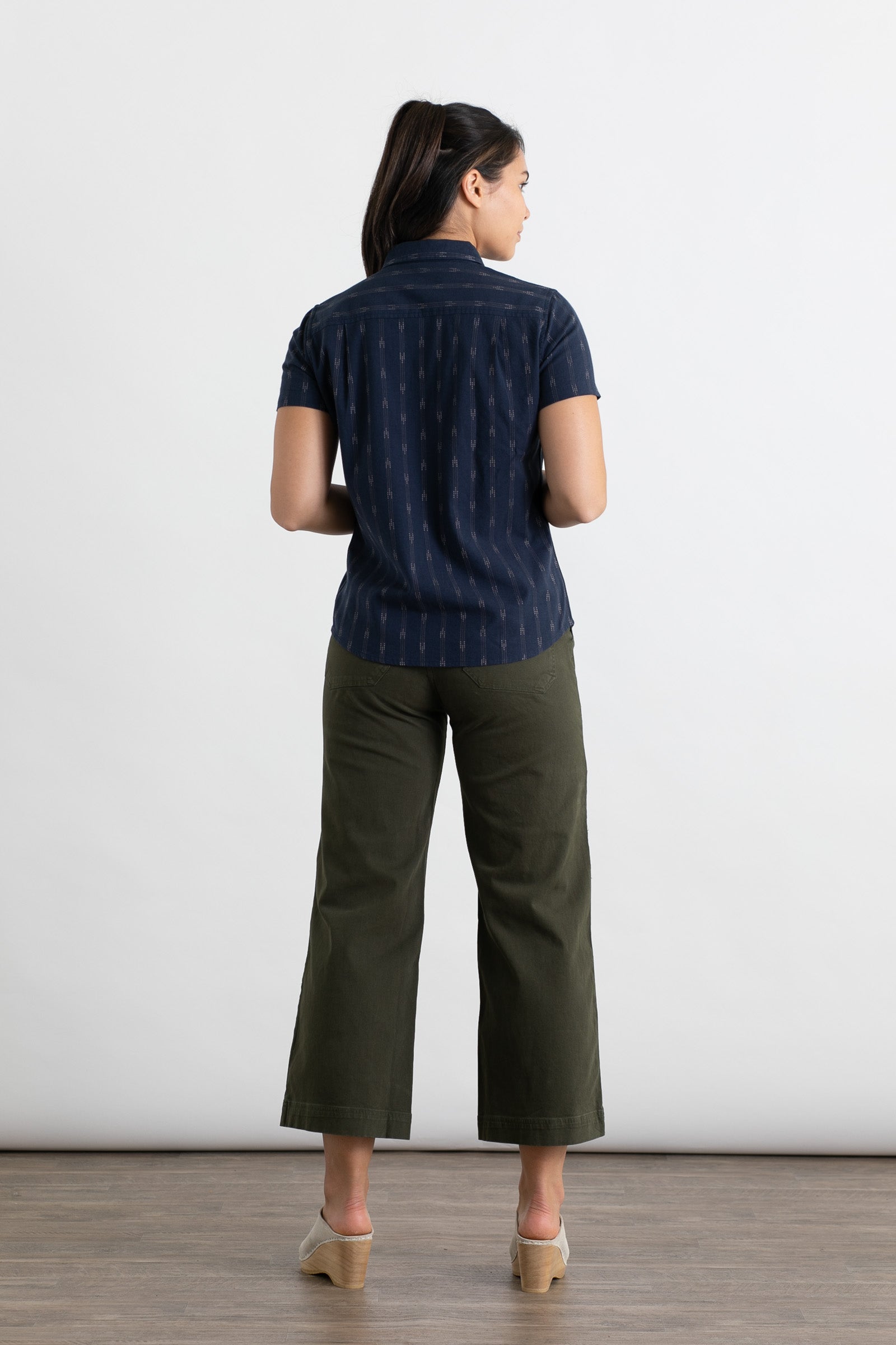 Lana Shirt / Navy Dobby Stripe