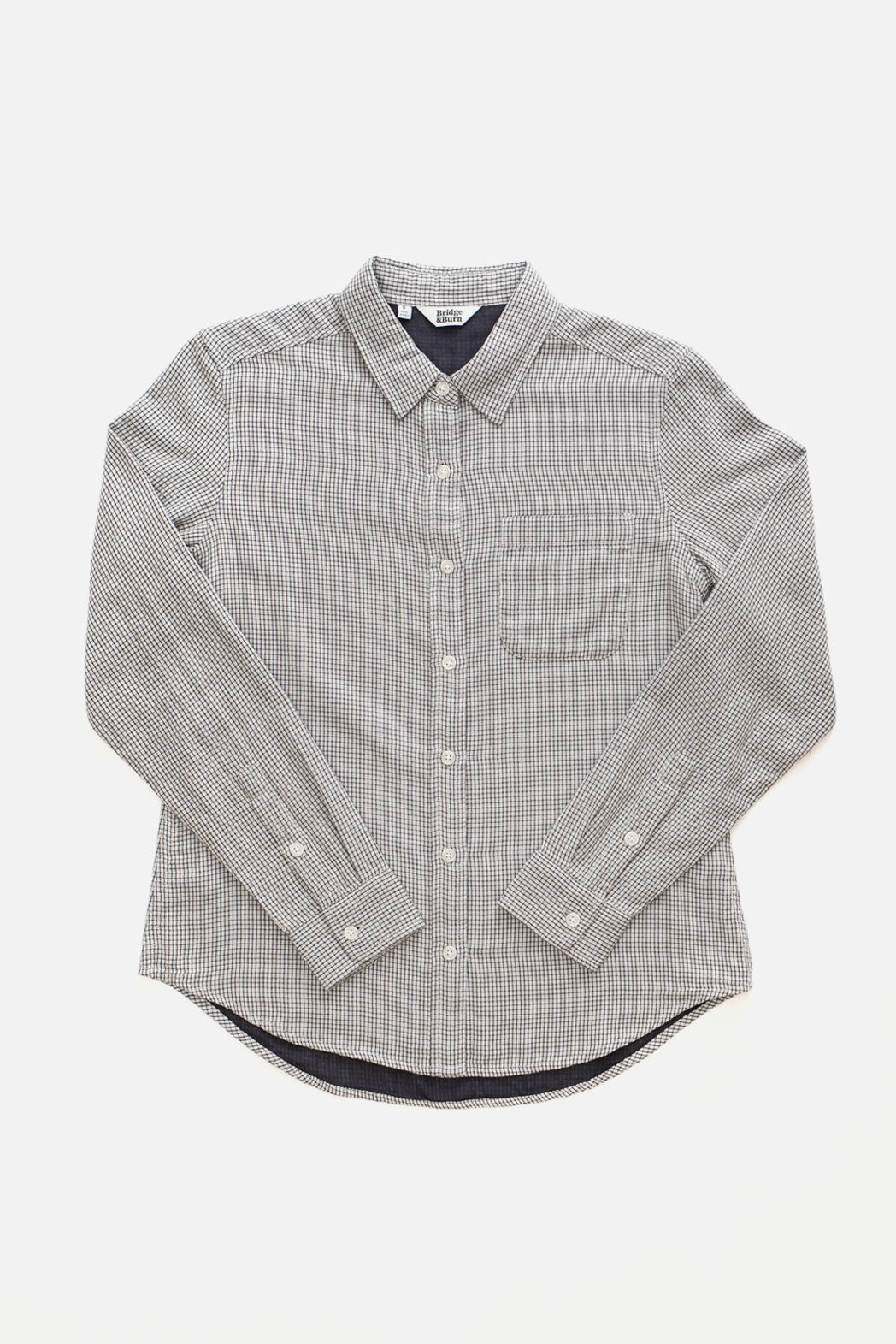 Ash Slim Shirt / Ivory Grid Doublecloth