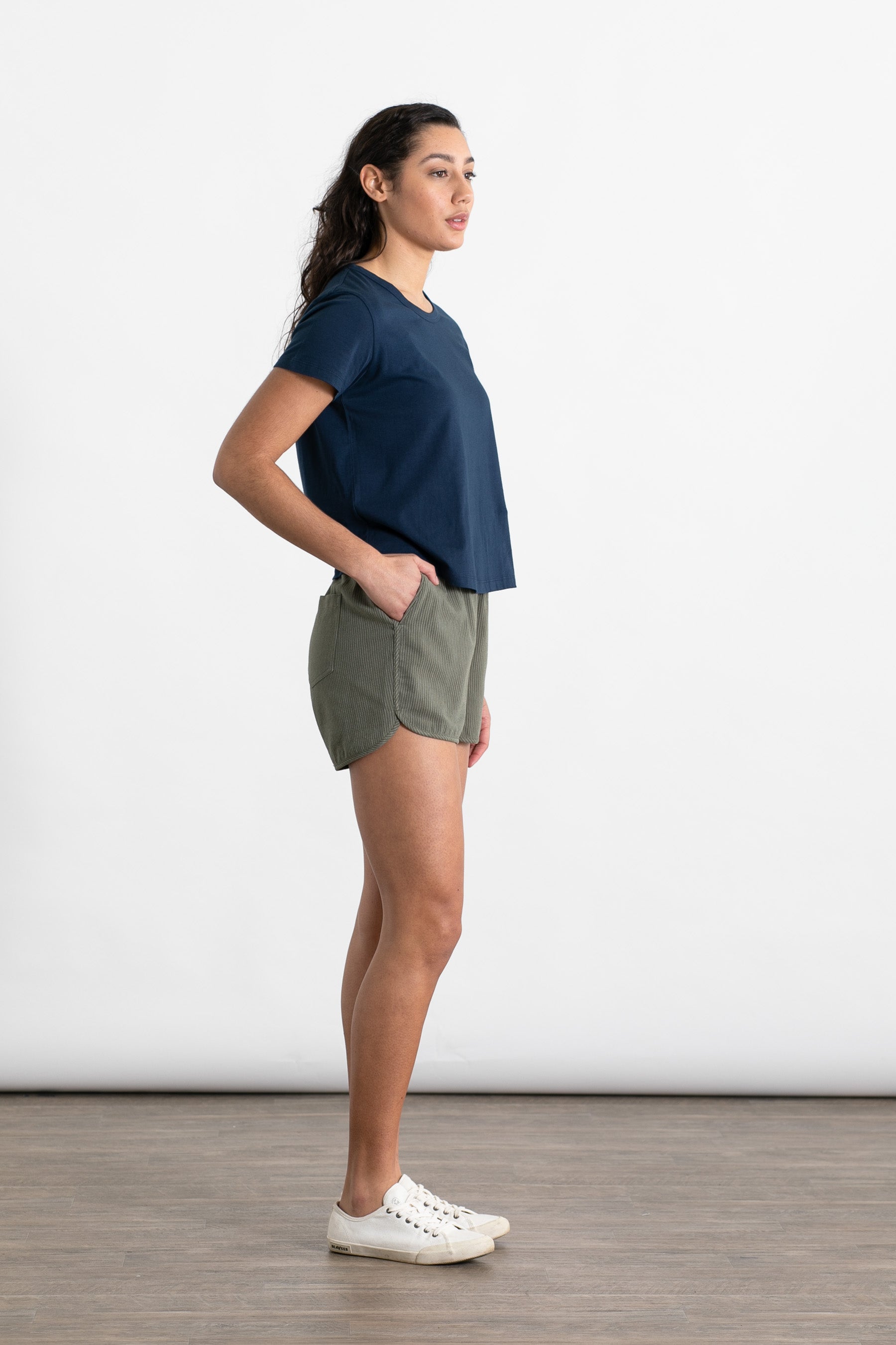 Luca Track Short / Olive Pinstripe