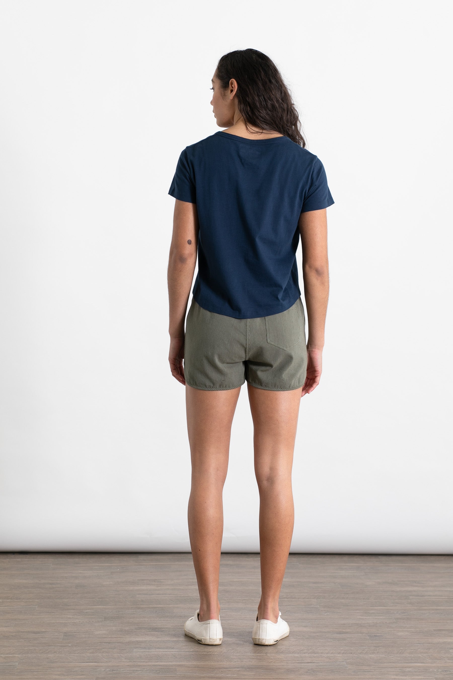 Luca Track Short / Olive Pinstripe