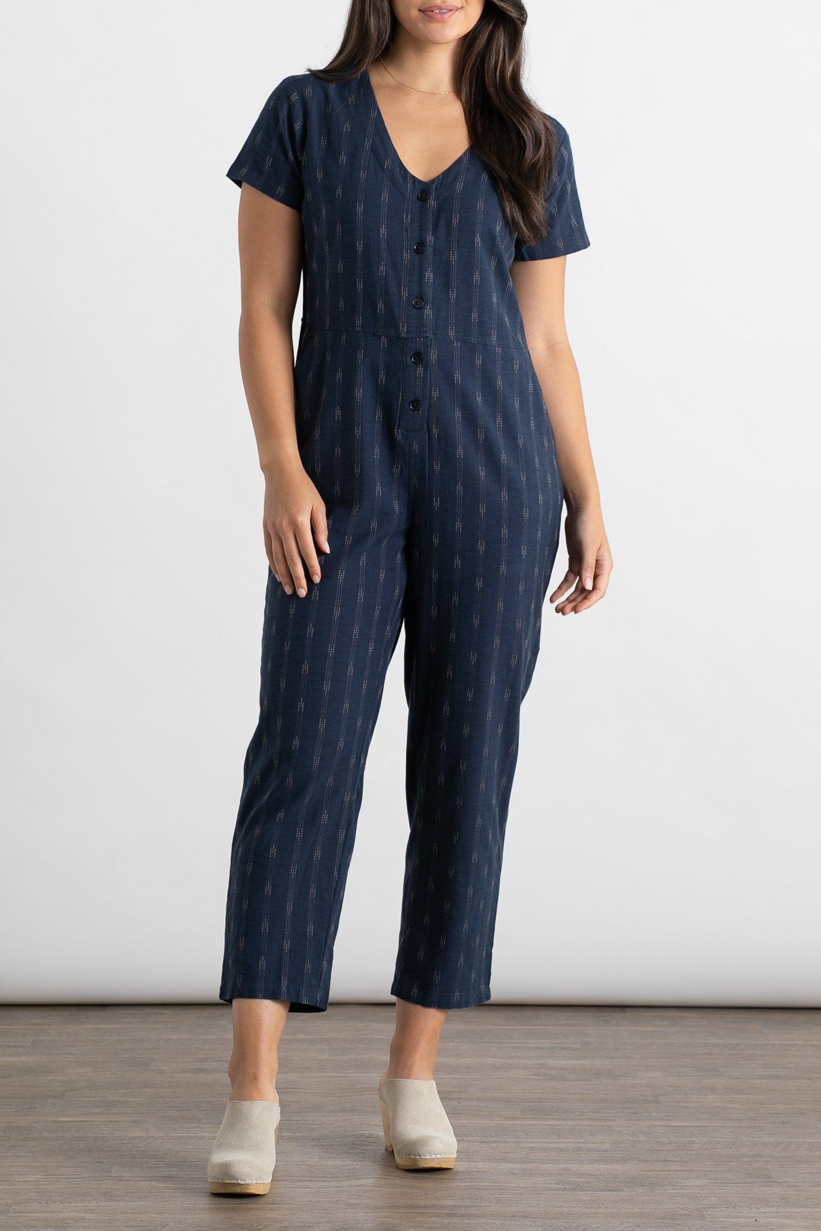 Milo Jumpsuit / Navy Dobby Stripe