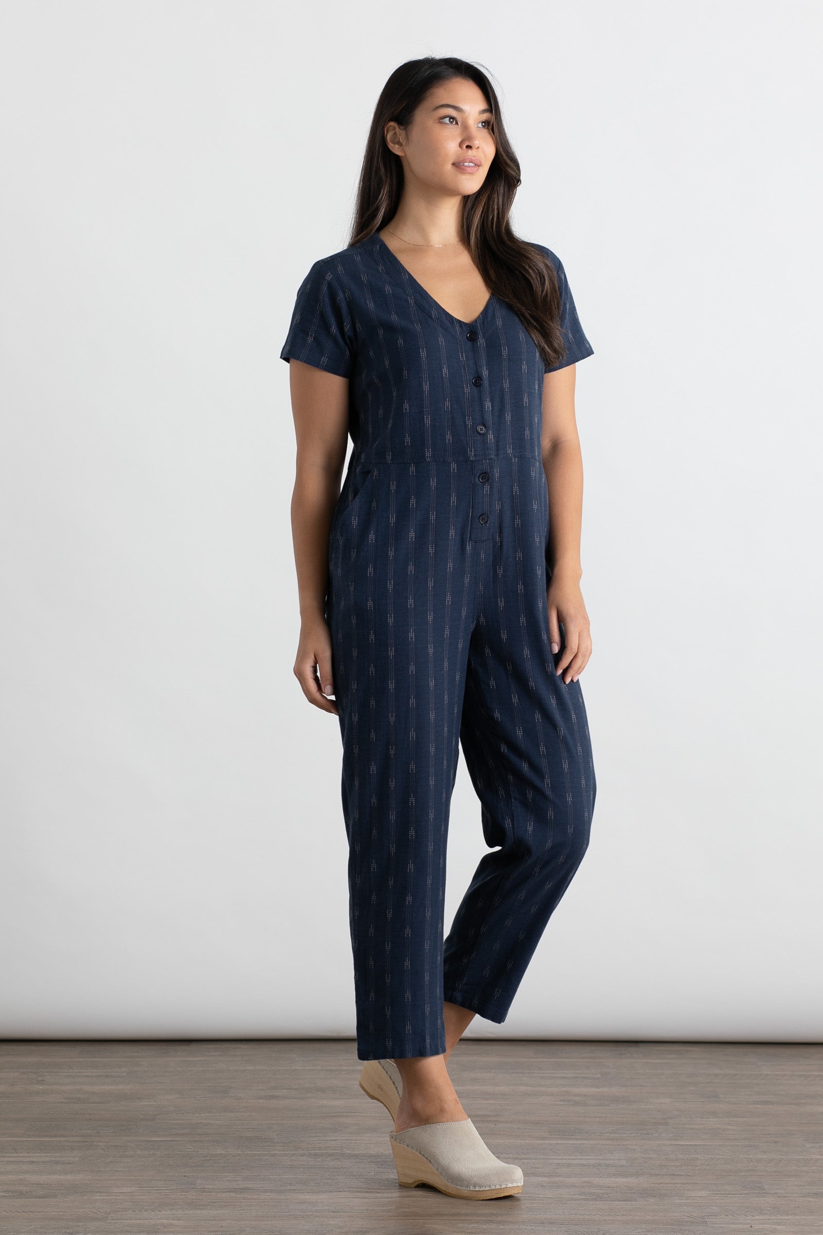 Milo Jumpsuit / Navy Dobby Stripe