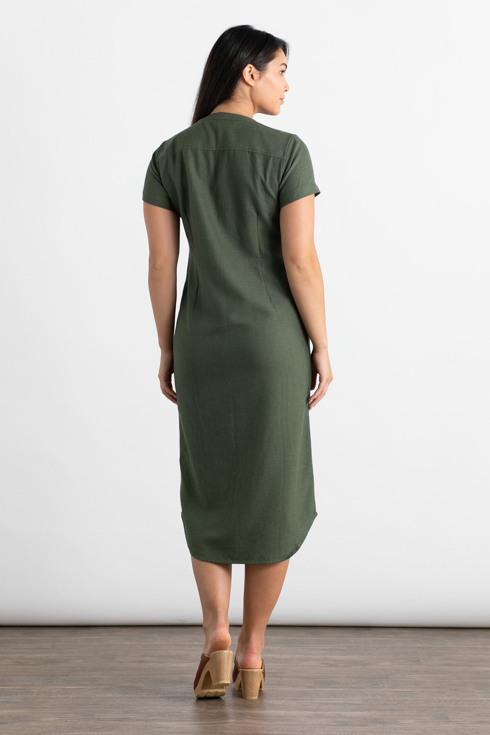 Eliza Shirt Dress / Forest Herringbone